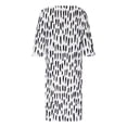 thumbnail image 5 of Meichang Linen Dresses for Women Notch V Neck Short Sleeve Knee Length Dresses Casual Print Loose Summer Midi Dresses Lightweight Comfy Work Dresses White L, 5 of 6