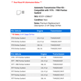 thumbnail image 2 of Automatic Transmission Filter Kit - Compatible with 1976 - 1980 Pontiac Sunbird 1977 1978 1979, 2 of 2