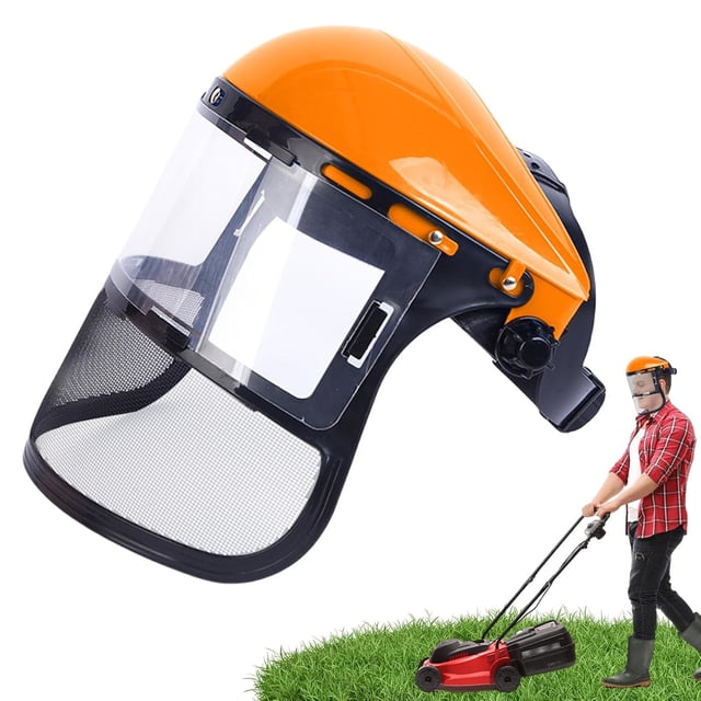 Woeilo Mowing Face Shield- Forestry For Safety Head| Breathable Mesh Protective Face Shield| Hard Hat Face Shield with Adjustable Mesh| Wire Mesh Safety Of Splash-Proof Screen For Cutting Hat Orange1