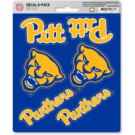 University of Pittsburgh Panthers 6-Piece Decal Sticker Set, 5x6 Inch Sheet, Gift for football fans for any hard surfaces around home, automotive, personal items