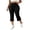Black, variant on Plus Size Women's Cargo Flared Capris High Waisted Stretchy Cropped Bootcut Trouser Summer Casual Workout Yoga Crop Pants
