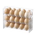 thumbnail image 1 of 3 Layer Auto Flip Egg Container Storage Box For Refrigerator Side Door, 30 Count Large Capacity Egg Box Clear Egg Organizer, White, 1 of 5