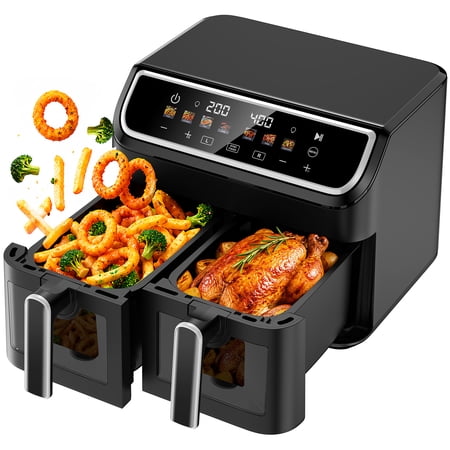 Condition photo showing Good Condition for 10qt air fryer oven dual basket sync match cook independent dual controls 7 food presets roasting baking reheating 1700w led color display