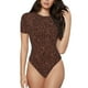 thumbnail image 1 of Fotbe Dark Brown Glitter Body de Mujer con Cuello Redondo y Mangas Cortas, Sin Mangas Ajustado, Suave, Cómodo y Básico-Medium, 1 of 7