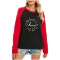 thumbnail image 5 of VALMASS Chandails Surdimensionnés de la Saint-Valentin pour Femmes Manches Raglan Col Rond Hauts Décontractés Amples Imprimés Chandail Blouses (S, Noir-D), 5 of 5