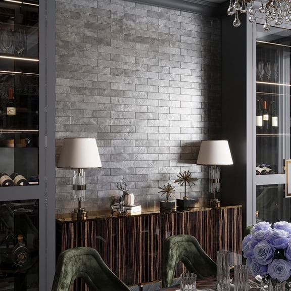 Bravura 2.5 x 10 in. Matte Deep Gray Ceramic Subway Wall Tile (5.06 sq ft/case) - 30 Pack