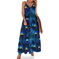 thumbnail image 1 of Vestido de plumas brillantes con estampado colorido, elegante vestido largo con escote en V, estilo bohemio, para playa, con tirantes, moda urbana, vestido oversize, 1 of 7