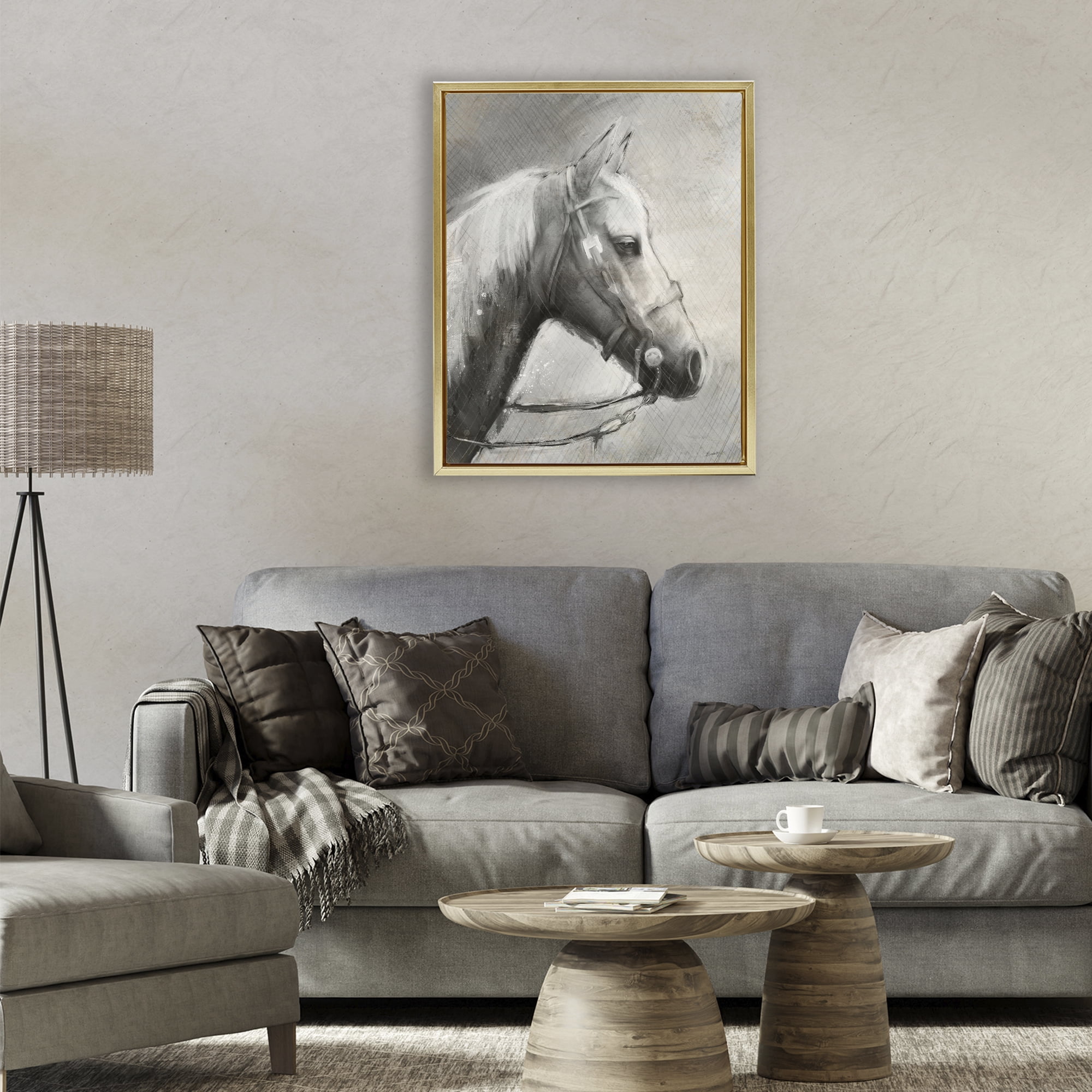 Stupell Industries Modern Ranch Horse Gold Framed Floater Canvas Wall Art, design by Chad Barrett
