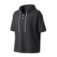 thumbnail image 6 of Plus Size Big & Tall Men's Cotton Pullover Hooded Top Short Sleeve Casual Solid Color T-Shirt Hoodie Drawstring Loose Fit Summer Basic Streetwear Outfits Travel Essential, 6 of 7