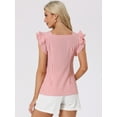 thumbnail image 4 of DARING DIVA Square Neck Ruffle Sleeve Blouse S Pink, 4 of 6