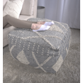 thumbnail image 3 of DeeHome Diamond Large Handcrafted Faux Yarn Pouf, Ivory and Grey, 3 of 6