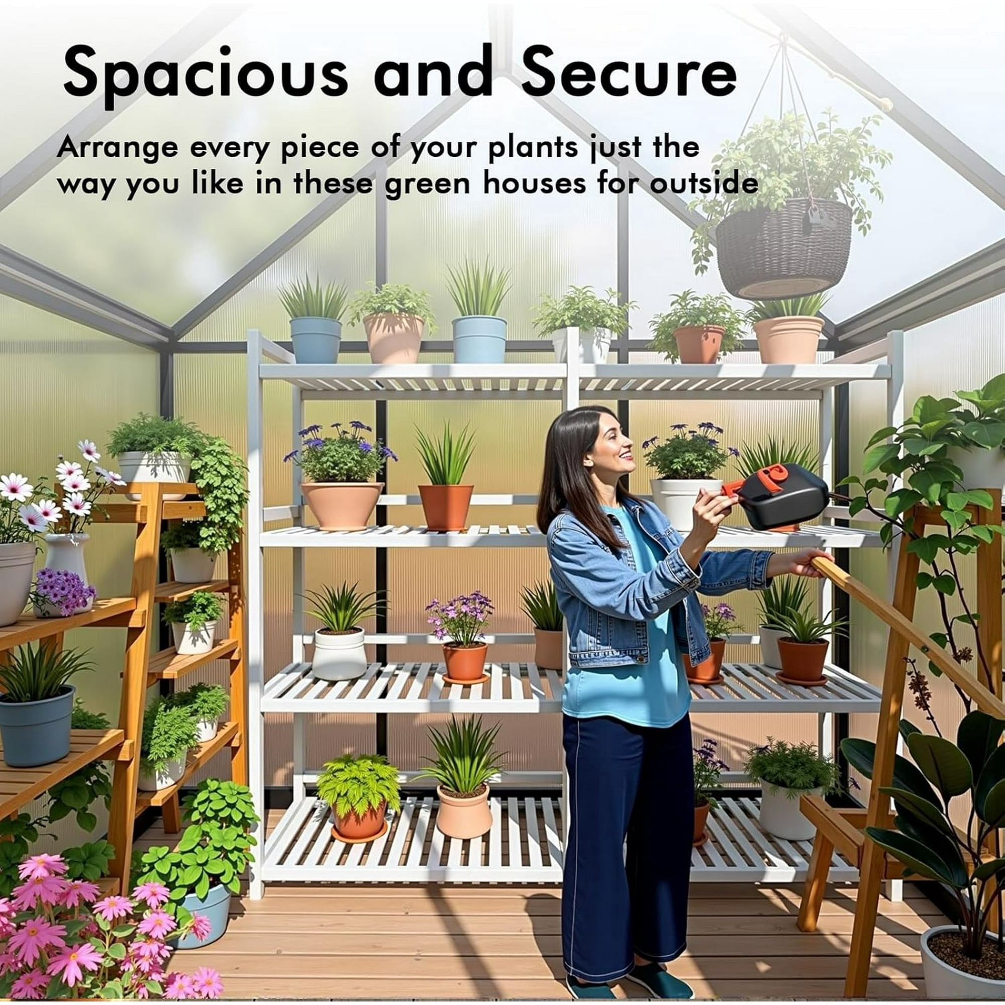 6x4FT Walk-in Greenhouse for outdoors | Reinforced Aluminum Frame | Polycarbonate Panels | Thermometer Hygrometer | UV-Resistant All-Weather Garden Greenhouse | WUKHG