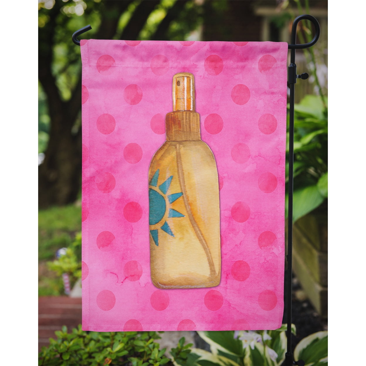Carolines Treasures BB8264GF Message in a Bottle Pink Polkadot Flag Garden Size  Small multicolor