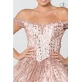 thumbnail image 3 of Women's Elizabeth K Off Shoulder Glitter Ball Gown Gl2831 Champagne Goldish Beige Size XS, 3 of 5