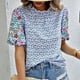thumbnail image 5 of Blusas de Manga Corta para las Mujeres Imprimir Cuello de Pie Top Casual, Blusas para las Mujeres Casual, 5 of 5