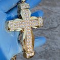 thumbnail image 6 of Men 18k Gold Plated Huge Flared Cross Fully Iced Pendant Cuban Hip Hop Chain 30", 6 of 17