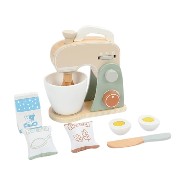 Juego de batidora de juguete de madera, juguetes para pequeños electrodomésticos, accesorio de cocina para juegos de simulación para niños pequeños,
