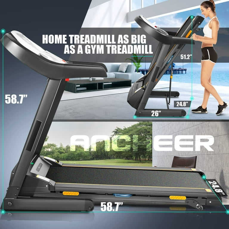 ANCHEER Treadmill with Auto Incline Heavy Duty Folding Treadmill for Home Treadmill Machine with Shock Absorption Smart App Control Bluetooth Audio