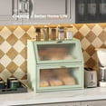 thumbnail image 4 of Bread Box for Kitchen Countertop Bin Double Layer Bread Box Storage Container Extra Large Capacity Farmhouse with Diamond Pattern Windows (Green, Extra Large), 4 of 14