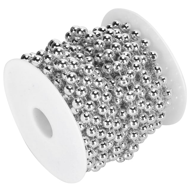 Carrete de cuerda de plástico para guirnalda de cuentas, cortinas colgantes, decoración navideña, suministros de 8 mm, rollo de 10 metros, color plateado
