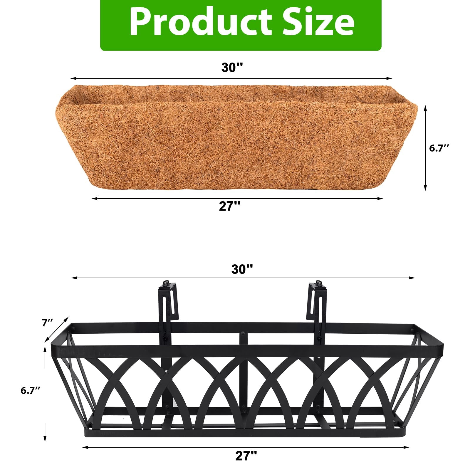 Deck Balcony Railing Planter Window Boxes - 3 Pack 30 Inch Planter Box, Balcony Planters Railing Hanging, Window Boxes Outdoor Fence Planters