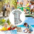 thumbnail image 6 of YAZAOO Button-Down Shirts Summer Shorts Sets Fashion White Cat with Blue Eyes Pattern Casual Set, 6 of 8