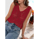 thumbnail image 4 of Camiseta Sin Mangas de Verano para Mujer, , con Cuello en V y Crochet, Color Rojo, Talla L, 4 of 8