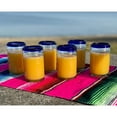 thumbnail image 3 of Hand Blown Mexican Drinking Glasses - Set of 6 Blue Rim Juice Glasses 8 oz, 3 of 4