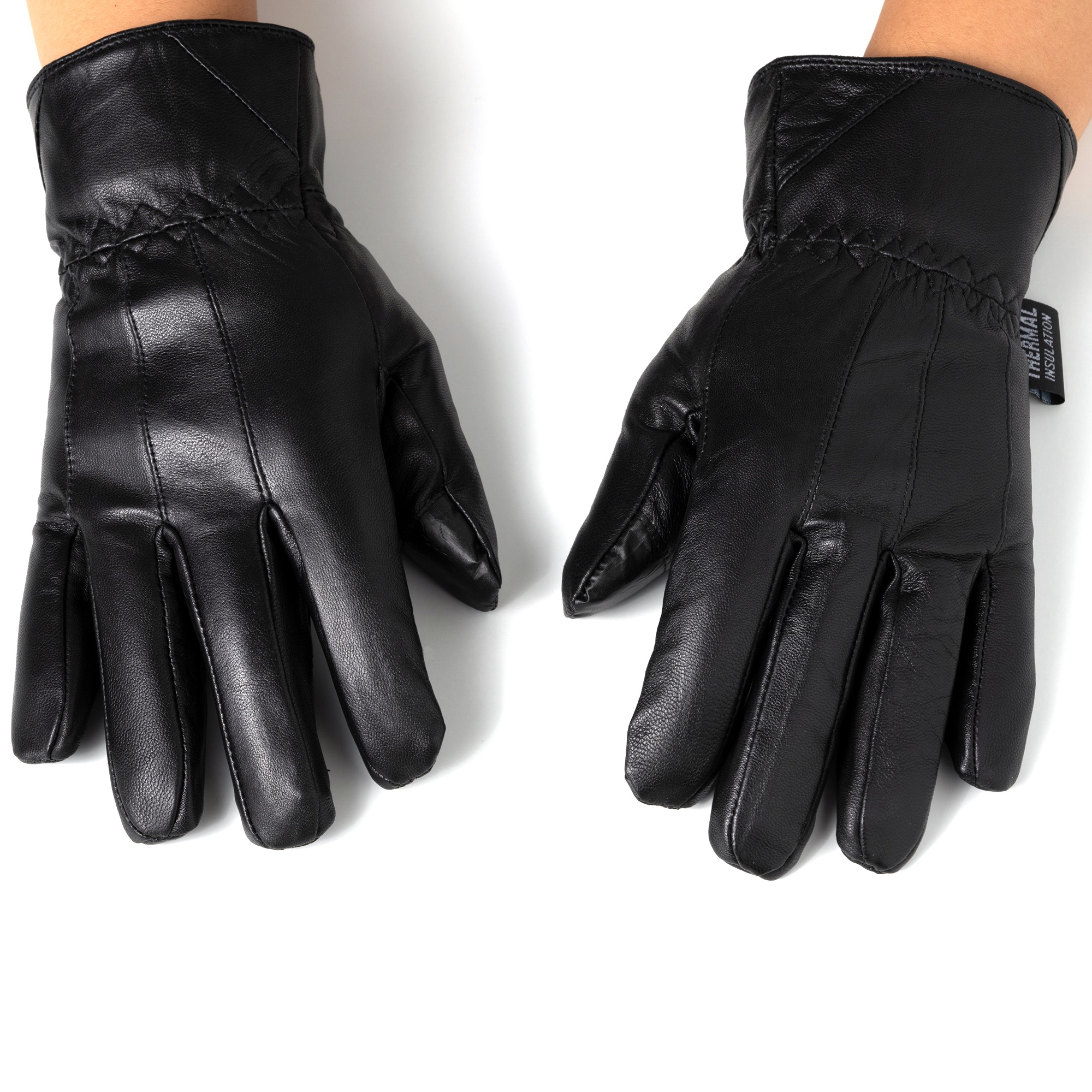 Alpine Swiss Mens Touch Screen Gloves Leather Thermal Lined Phone Texting Gloves - image 2 of 7