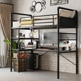 thumbnail image 1 of QinaQin Cama loft individual con escritorio en L, estructura metálica con barandal alto y escalera, ideal para recámara juvenil y ahorro de espacio, 1 of 7