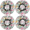 thumbnail image 2 of Shower Caps,Pioneer Flower Floral Print Pattern Waterproof Shower Cap for Women 4 Pieces,Double Reusable Hair Cover for Shower PEVA Elastic Stretch Hem, 2 of 7