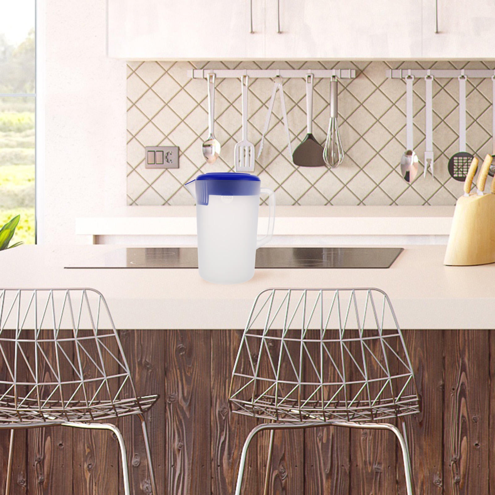 Masteelf 5L Plastic Pitcher with Lid and Handle, Water Jug for Juice, Ice Tea, Lemonade, , Cold and Hot Beverages