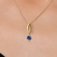 thumbnail image 3 of Gem Stone King 10K Yellow Gold Blue Created Sapphire and Lab Grown Diamond Pendant Necklace for Women | 0.63 Cttw | Gemstone September Birthstone | Round 5MM | With 18 inch Chain, 3 of 6