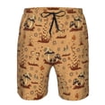 thumbnail image 4 of Yiaed Brown Mushrooms Print Men's Swim Trunks with Lining Quick Dry Sports Shorts Beach Shorts Boardshorts-3X-Large, 4 of 5