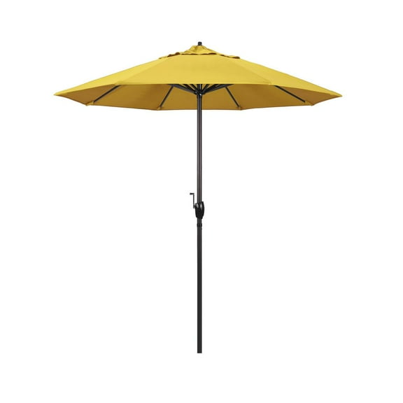 California Umbrella 7.5' Casa Series Patio Umbrella With Bronze Aluminum Pole Aluminum RibsAuto Tilt Crank Lift With Olefin Lemon Fabric