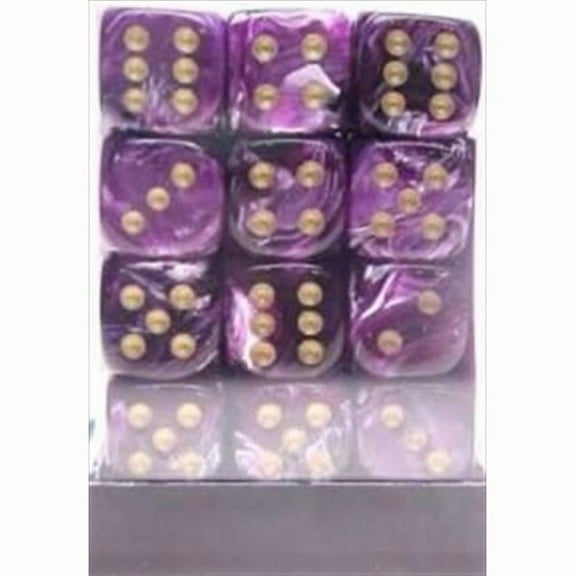 27837 12 mm Vortex Purple With Gold Numbers D6 Dice Set Of 36