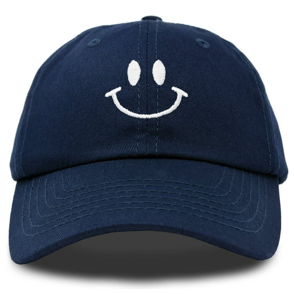 DALIX Smile Face Baseball Cap Smiling Happy Dad Hat Men Women Teens in Navy Blue