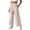 Beige, variant on Tbopshirt Pants for Women Elastic Waist Floral Embroidery Wide Leg Capri Pants Side Pockets Textured Casual Trousers,Beige,M-4XL