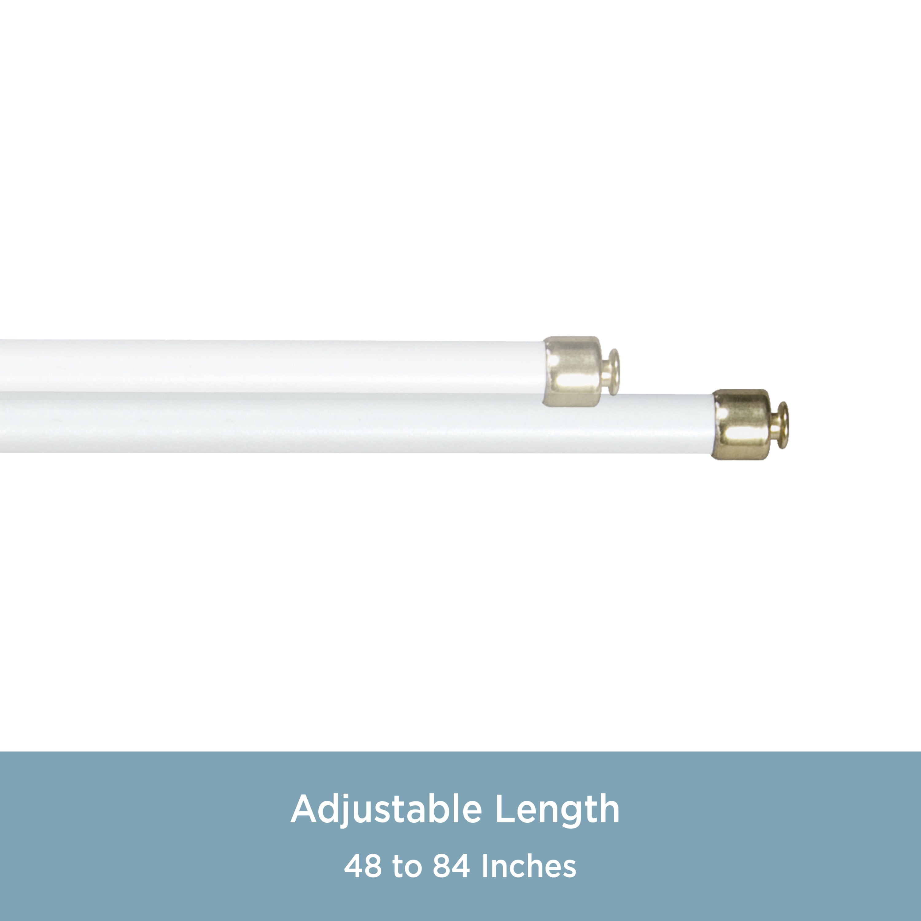 Kenney 7/16" Round Sash Curtain Rod 48-84 Inch White Finish