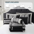 thumbnail image 4 of Lanco Black and Silver Comforter Set King Size, 7 Pieces Bedding & Collection, Jacquard All Season Comforter & Pillows, Ultra-Soft Microfiber, 4 of 8