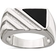 thumbnail image 1 of Sterling Silver Rhodium-Plated Men's Onyx Ring (Size 11) Made In China qr2456-11, 1 of 6