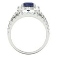 thumbnail image 4 of Clara Pucci 18K White Gold 1.795 Simulated Blue Sapphire Engraveable Engagement Ring + Wedding Band Set, 4 of 7