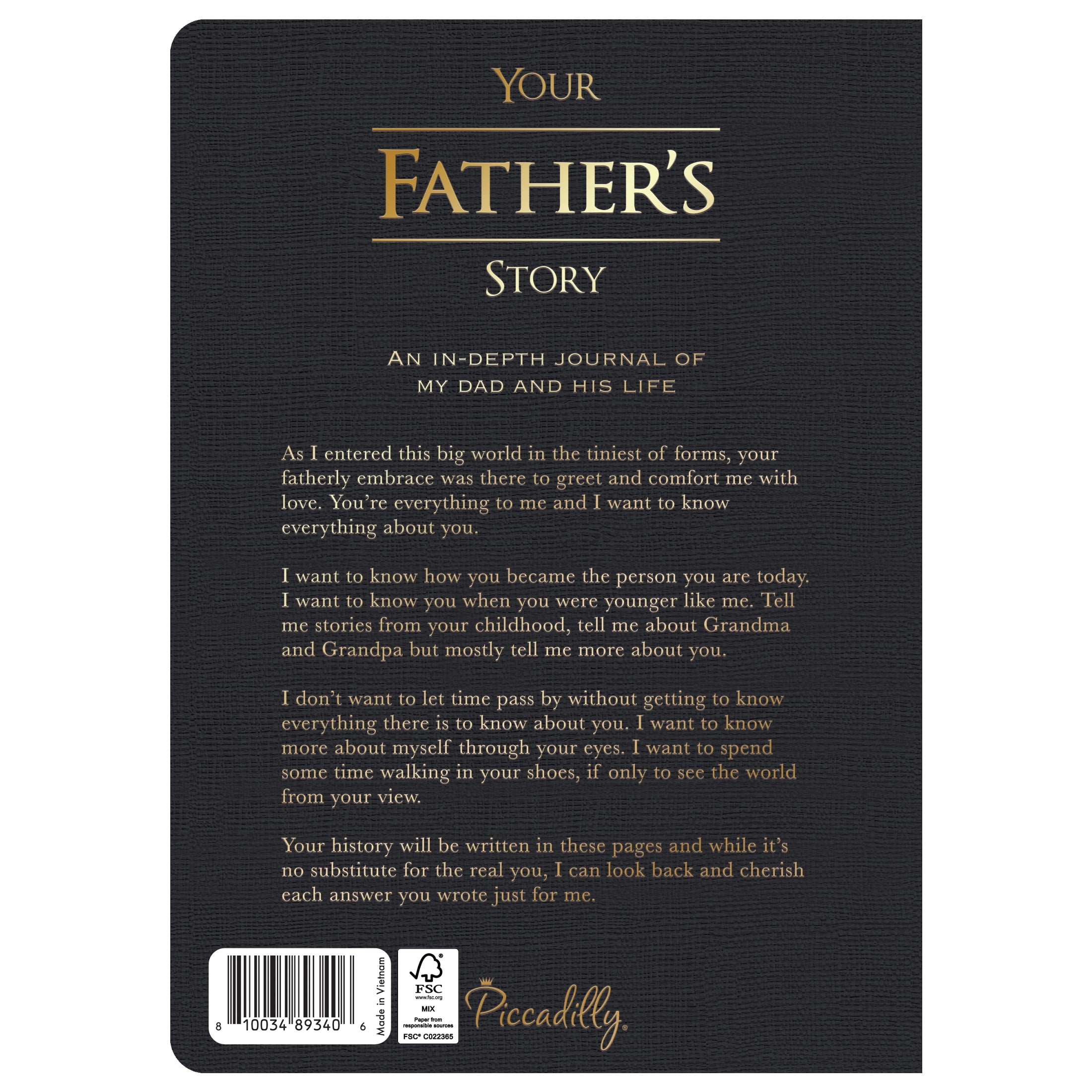 Piccadilly Father's Story Journal Ages 12+, Hardcover Edition