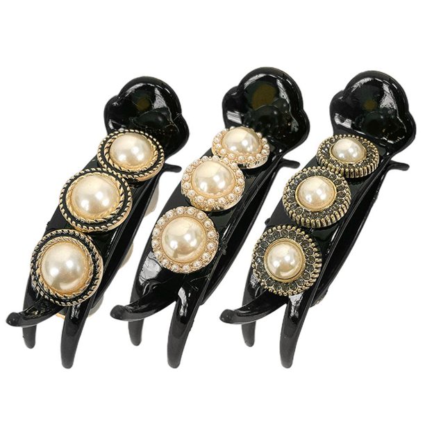 Pinzas Para El Pelo Perla Coleta Soporte Moño Horquilla Accesorios Para El Cabello Para Niñas Mujeres 3 Uds Cateissary CE006040-00