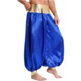 thumbnail image 2 of Eandarui Men's Arabian Prince Costume Harem Pants Lantern Long Pants Carnival Party Pants Royal Blue S, 2 of 6