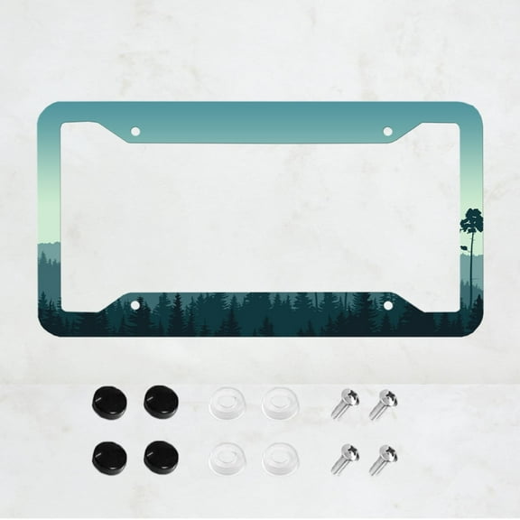 Forest License Plate Frame, Creative License Plate Frame, Front And Rear License Plate Cover, 4-Hole General License Plate, Car Decoration,12x6 inch