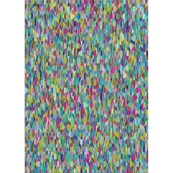Ahgly Company Machine Washable Indoor Rectangle Transitional Blue Green Area Rugs, 2' x 3'