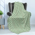 thumbnail image 4 of Retro Soft Flannel Fleece Throw Blanket, Polka Dotted Pattern in Pastel Colors Old Fashioned Tile Ring Shapes, Cozy Plush for Indoor and Outdoor Use, 70" x 90", Dark Taupe Mint Green, by Ambesonne, 4 of 5