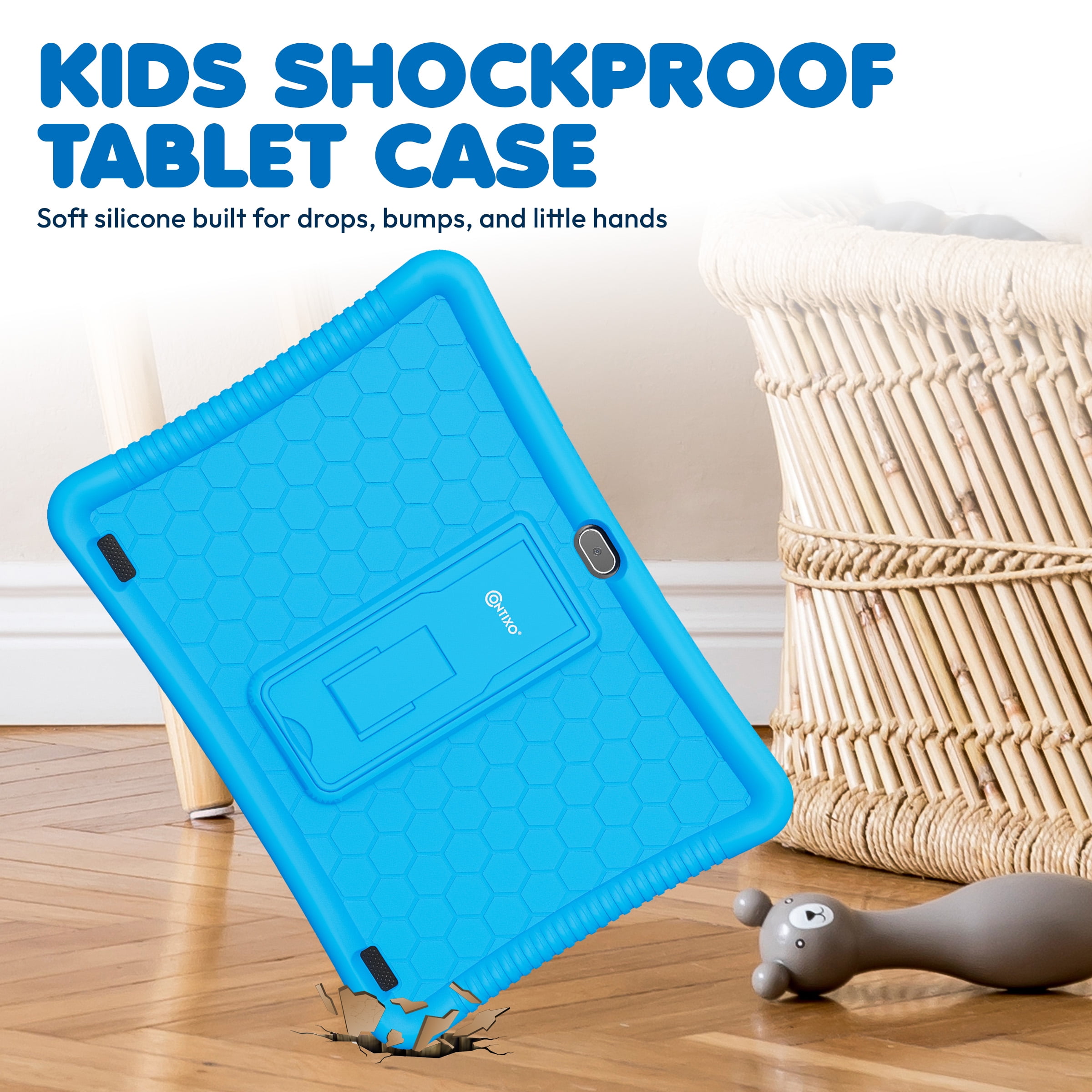 Contixo K102 Kids Tablets, Educational Tablets for Kids with eBooks, Tablet Case, and Kickstand, 10”, Blue