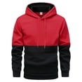 thumbnail image 2 of BXINGOHAI Mens Hoodies Pullover Sweatshirt Color Block Fleece Long Sleeve Patchwork Casual Hoodie with Pockets Red,L, 2 of 6